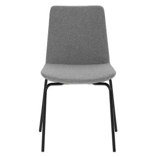 Polsterstuhl Esszimmer in Grau und Schwarz Gestell aus Metall