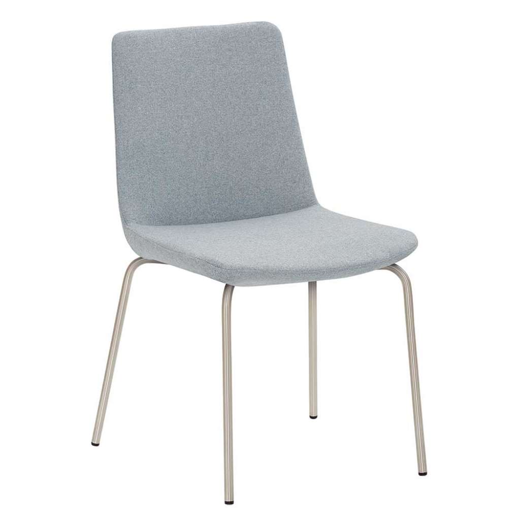 Polsterstuhl Esszimmer in Hellblau meliert Chrom gebürstet