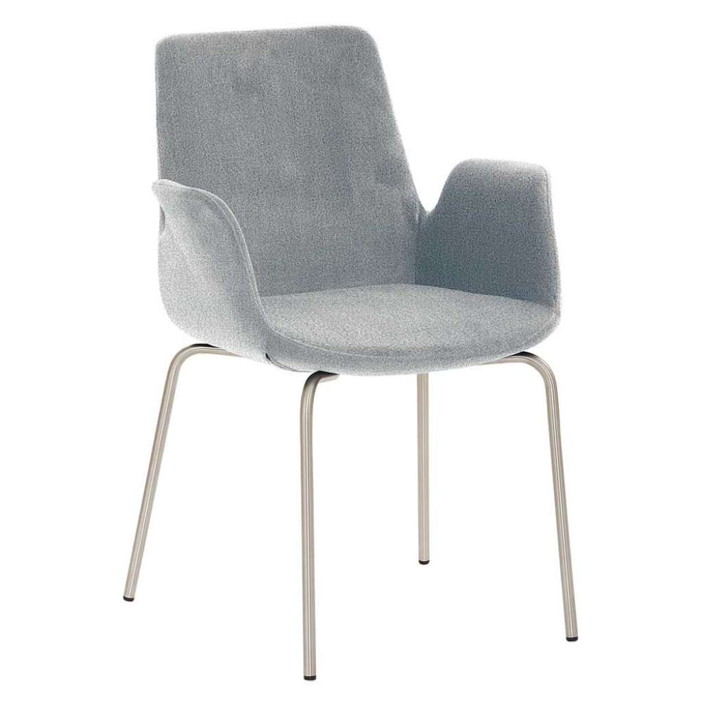 Esszimmerarmlehnstuhl in Hellblau Chromfarben