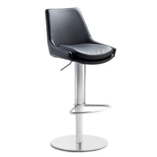Kunstleder Designbarhocker in Schwarz gepolsterter Rückenlehne