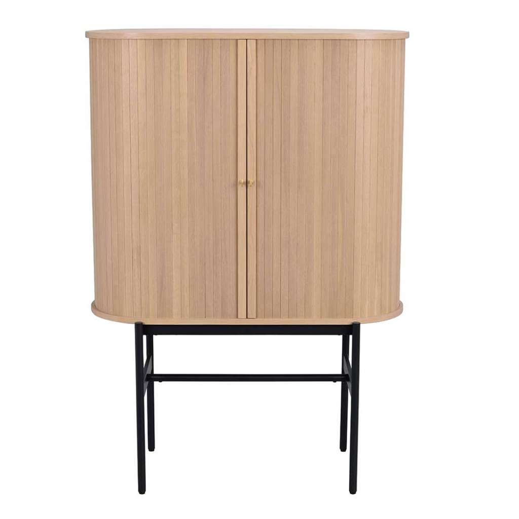 Skandi Stil Highboard in Eiche White Wash Schiebetüren