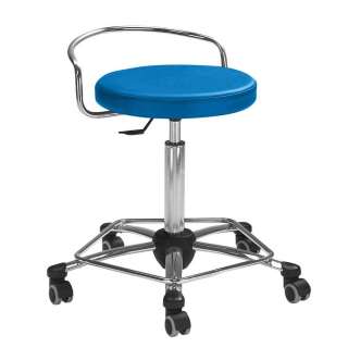 Drehbarer Arbeitshocker mit Rückenbügel Bezug Kunstleder Blau