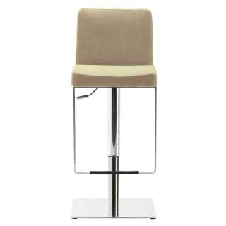 Kunstleder Designbarhocker in Beige Chromfarben