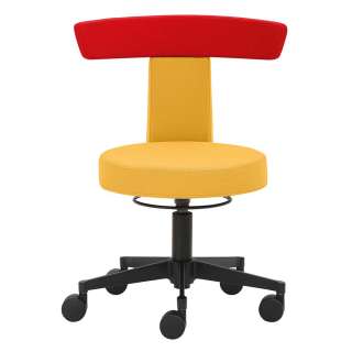 Arbeitshocker mit gepolsterter Rückenlehne Gelb und Orange