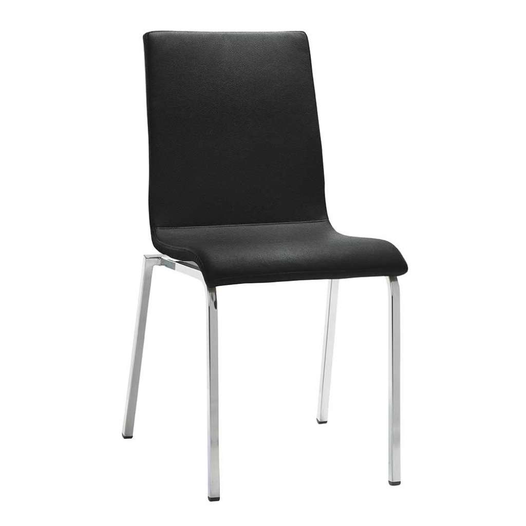 Küchenstuhl Kunstleder in Schwarz Gestell aus Metall
