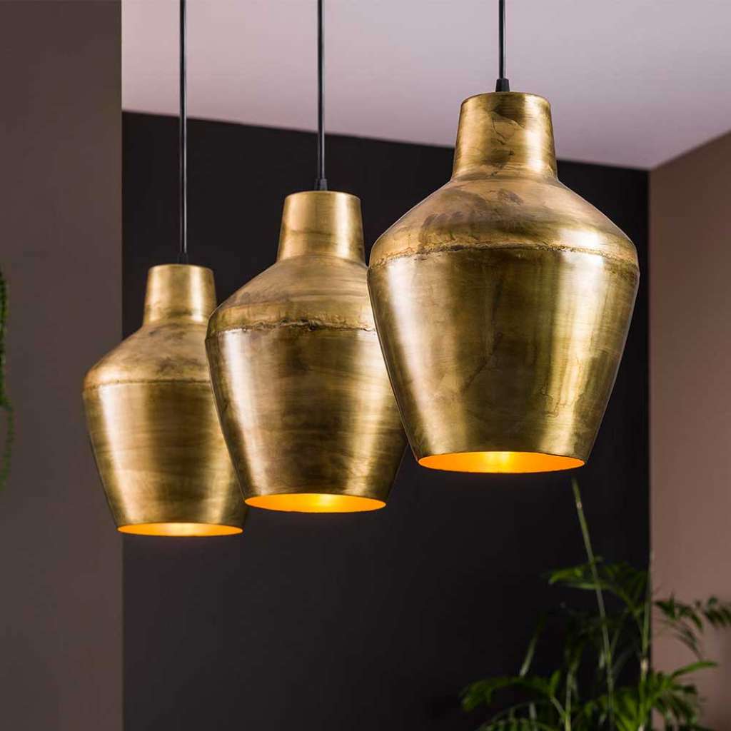 Pendelleuchte 105 cm breit Altgoldfarben