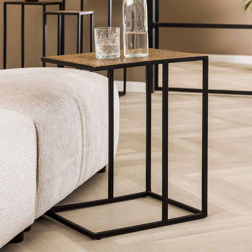 Metall Anstelltisch in antik Bronzefarben Schwarz