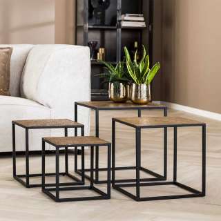 Beistelltisch Sofa Set mit quadratischer Tischplatte Metall (vierteilig)