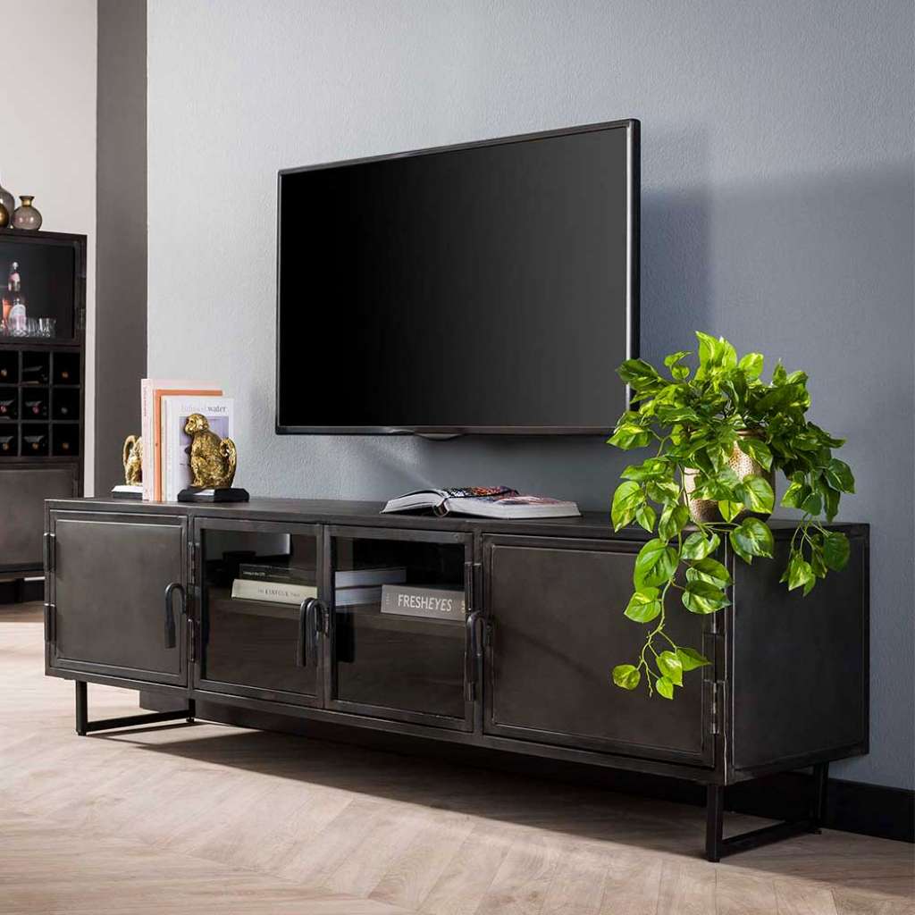Fernsehlowboard im Industry und Loft Stil Metall