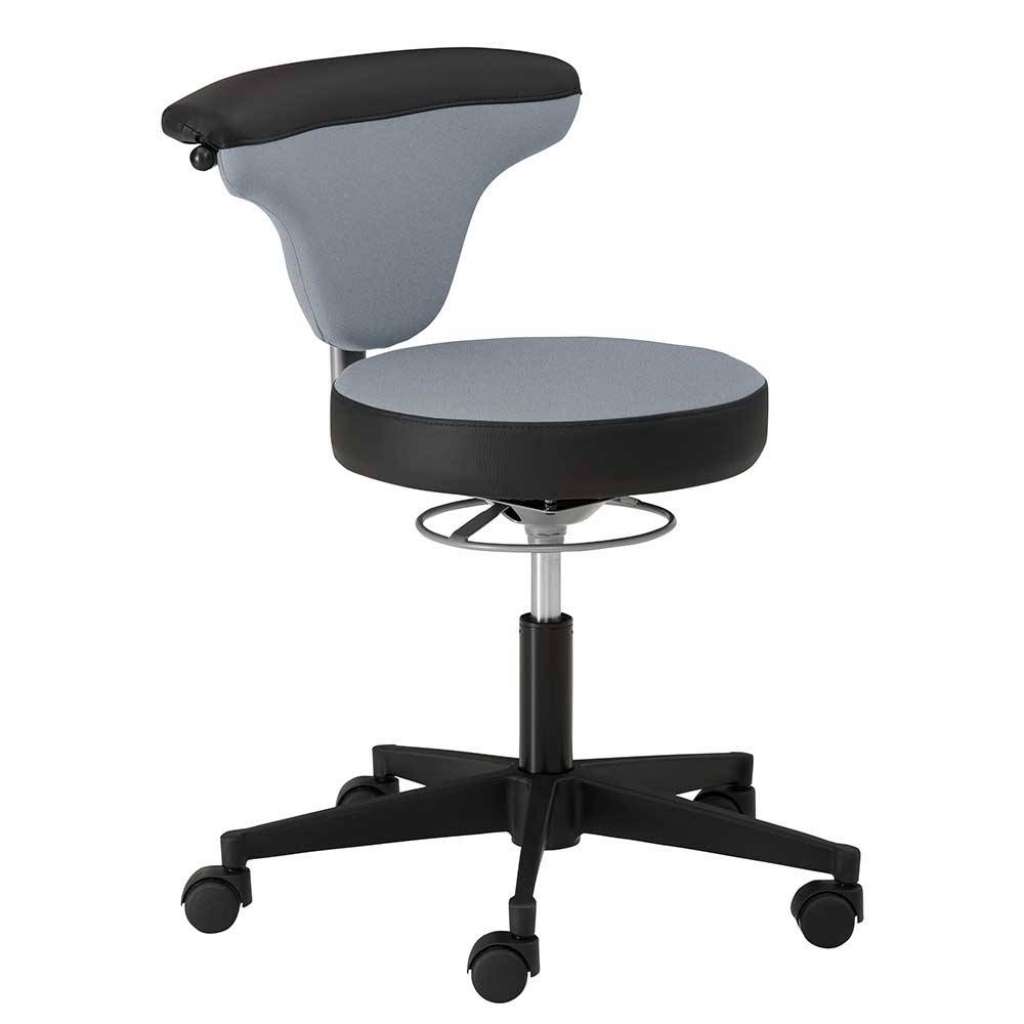 Arbeitshocker durch Gasdruck höhenverstellbar gepolsterter Rückenlehne