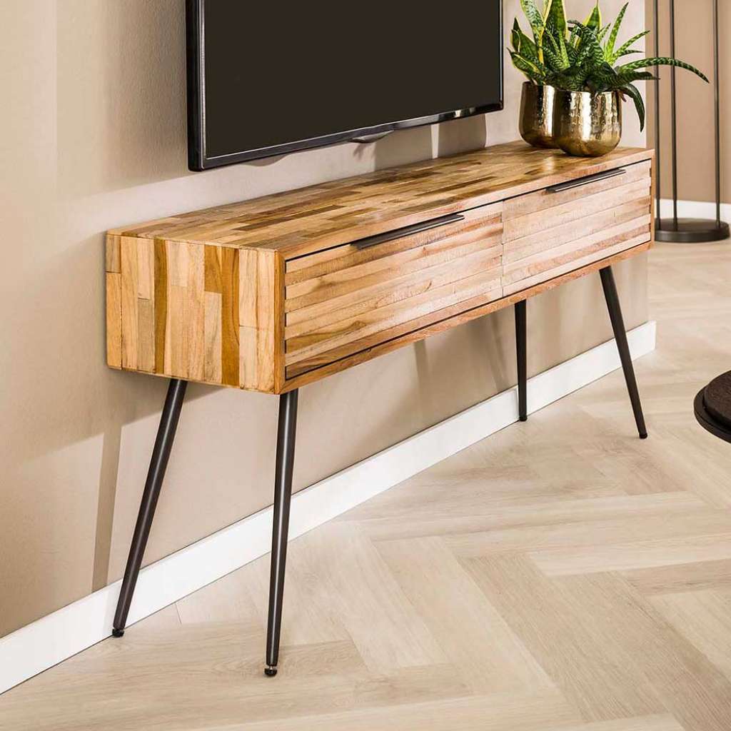 Unterschrank Fernseher aus Teak Massivholz Industry und Loft Stil