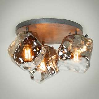3-flammige Deckenlampe aus Glas Metall