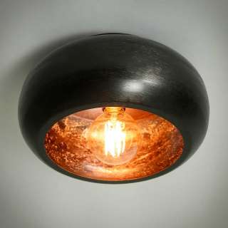 Runde Metall Deckenlampe in Schwarz Nickel 18 cm hoch