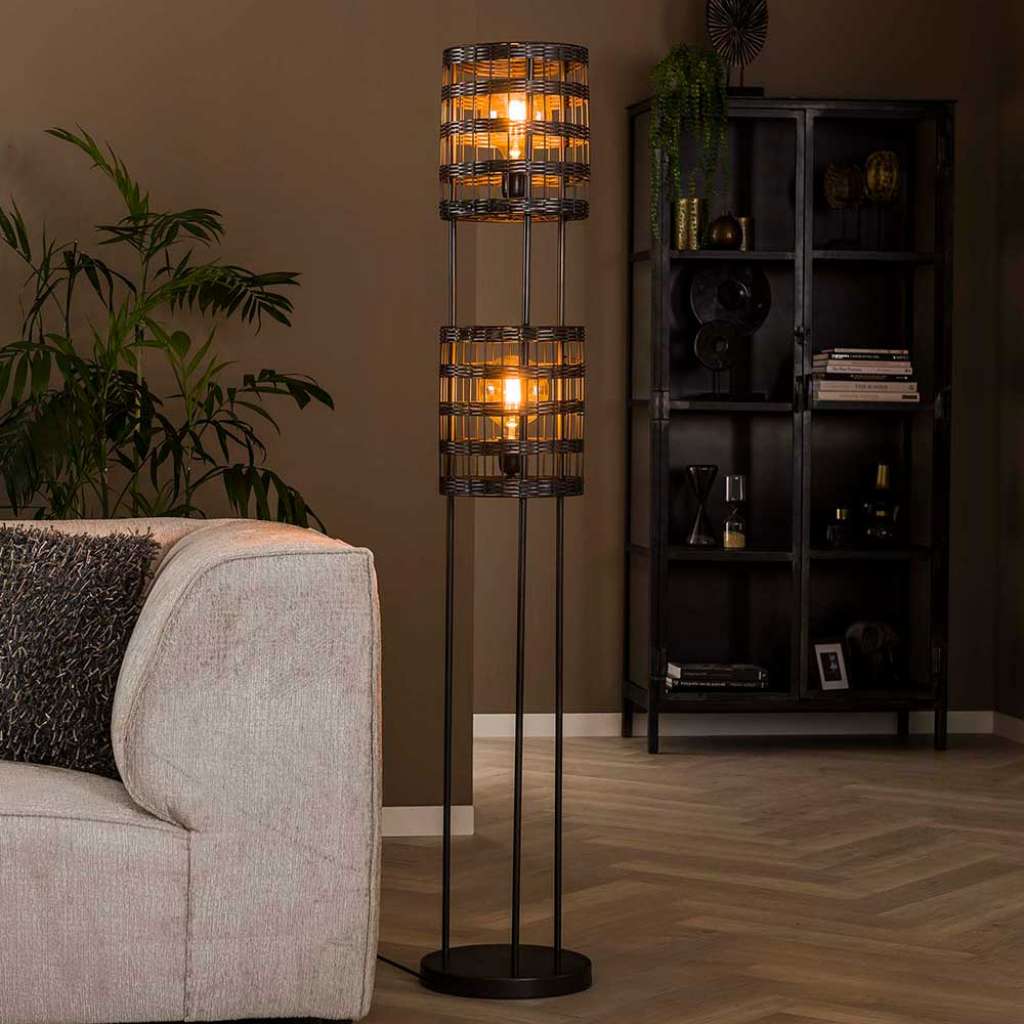 Metallgeflecht Stehlampe in Schwarz Nickel 166 cm hoch
