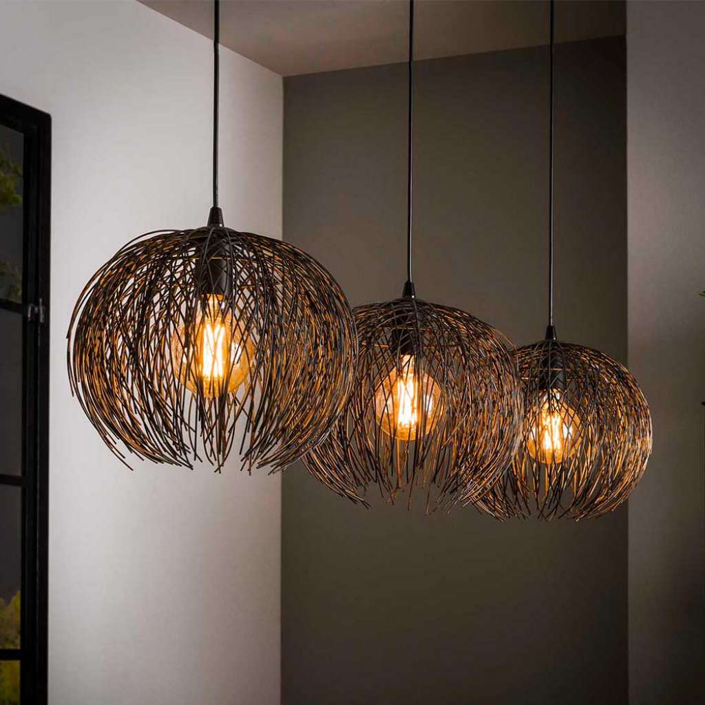 3-flammige Hängelampe aus Metall Industry und Loft Stil