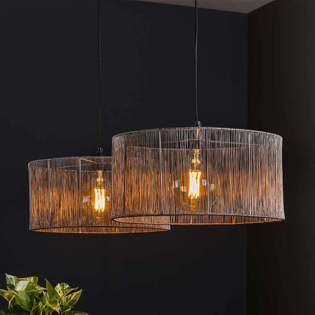 Draht Hängelampe in Schwarz Nickel Industry und Loft Stil