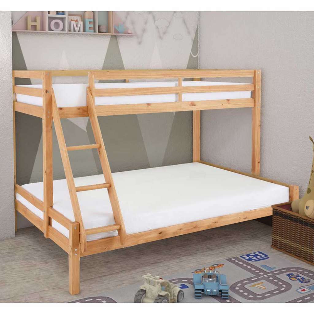 Kinderzimmer Stockbett aus Kiefer Massivholz 142 cm hoch