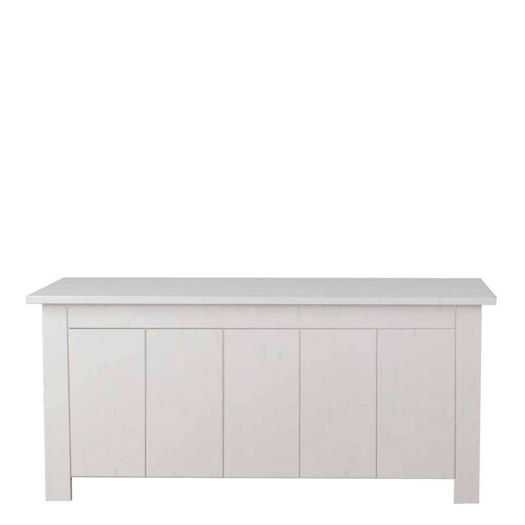 Weiße Flachdeckeltruhe aus Kiefer Massivholz 100 cm breit