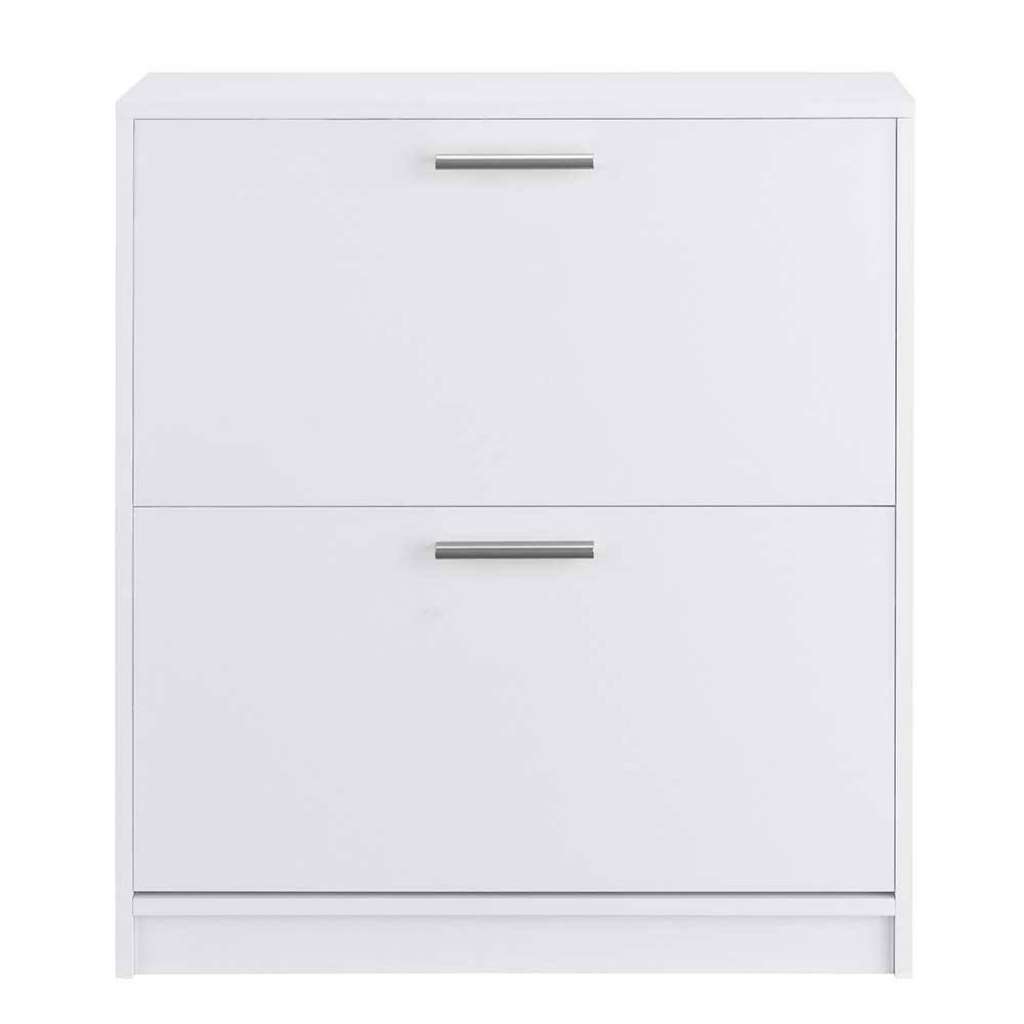 Weißer Schuhklappenschrank mit zwei Schuhwalzen 75 cm breit