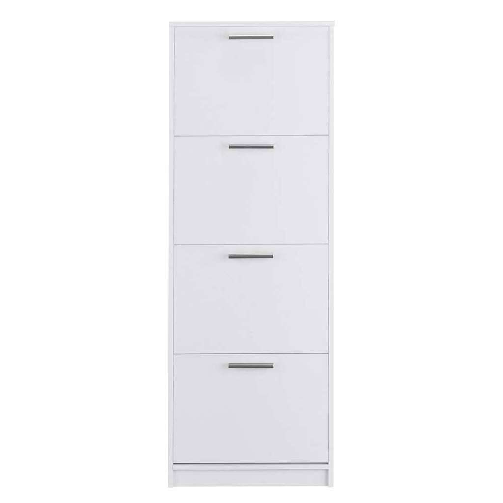 Garderobenschuhschrank in Weiß vier Schuhwalzen