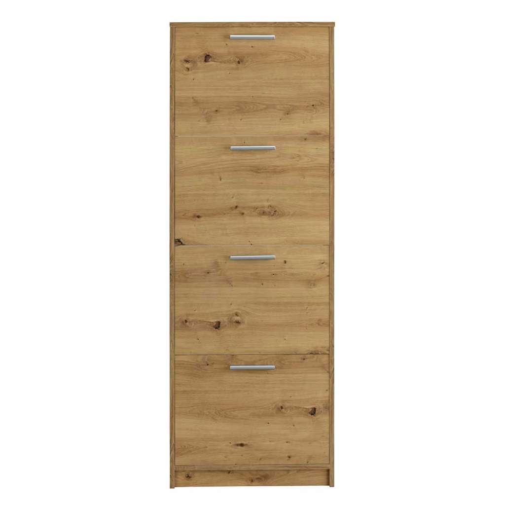 Schuhklappenschrank in Wildeichefarben vier Schuhwalzen