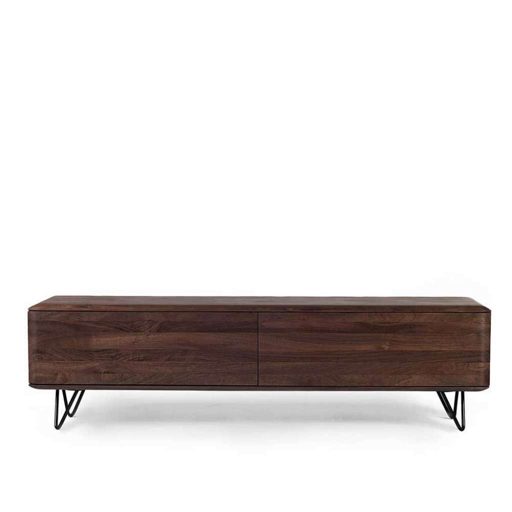 Fernsehunterschrank aus Nussbaum Massivholz Push to open Funktion