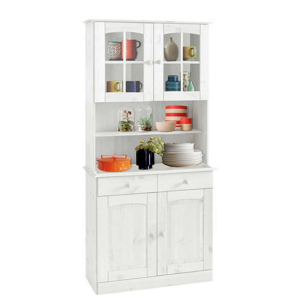 Küchenbuffetschrank weiß im Landhausstil Kiefer Massivholz