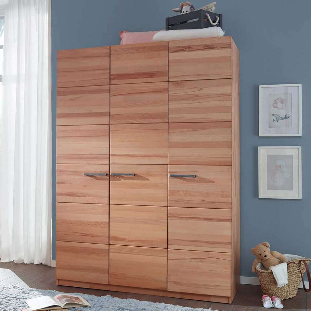 Baby Kleiderschrank mit Drehtüren Kernbuche Massivholz