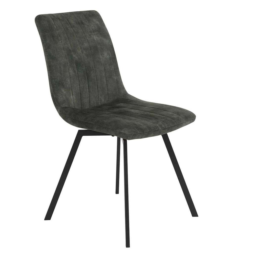 Microfaser Stühle in Dunkelgrün und Schwarz Gestell aus Metall (Set)