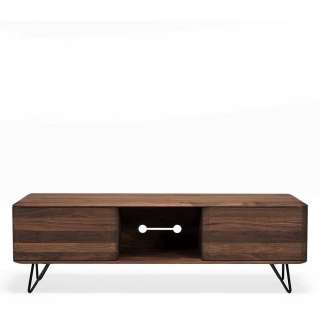 Retro TV Sideboard aus Nussbaum Massivholz Metall