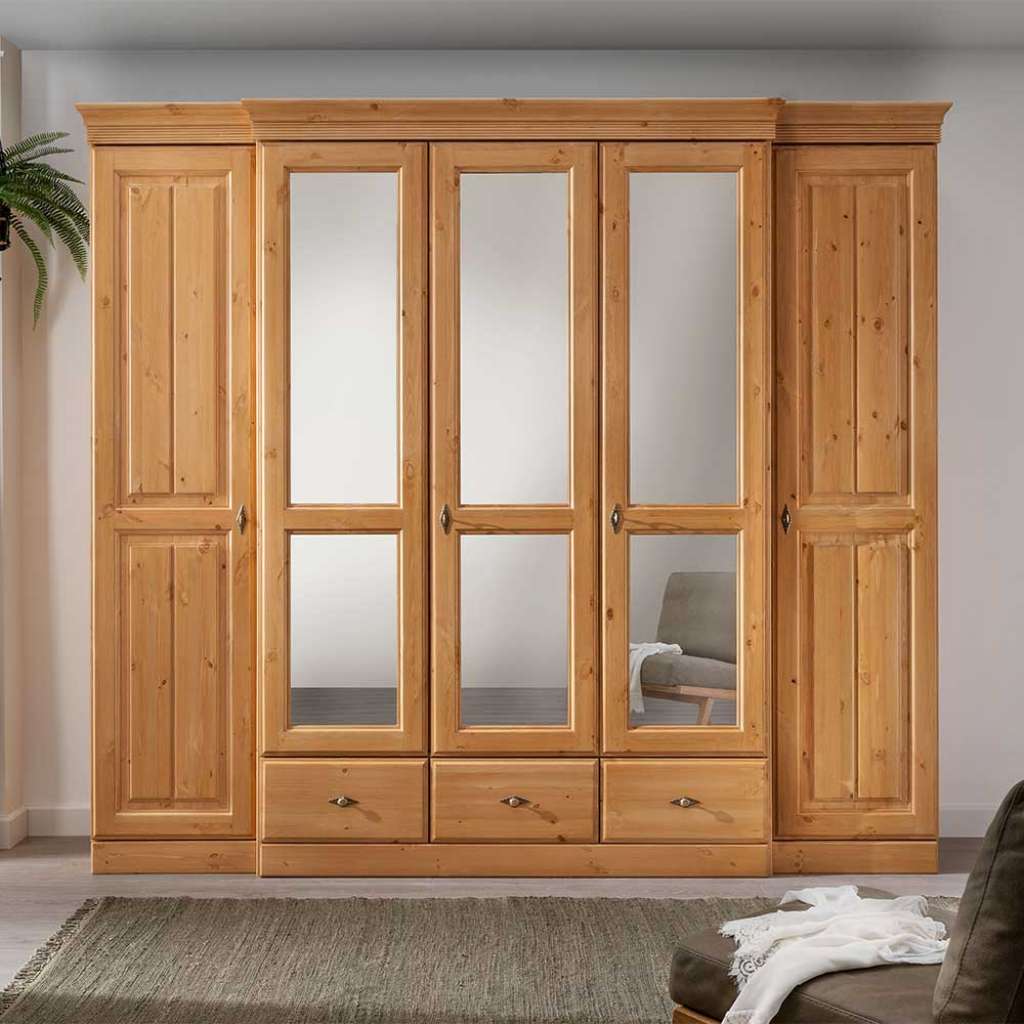 XL Holzkleiderschrank im Landhausstil 5 Türen - abschließbar