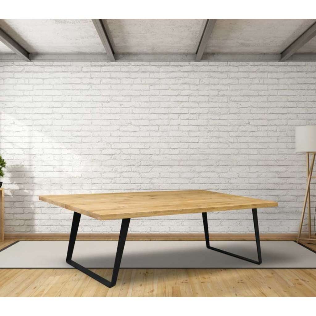 Esszimmertisch aus Wildeiche Massivholz und Metall modern