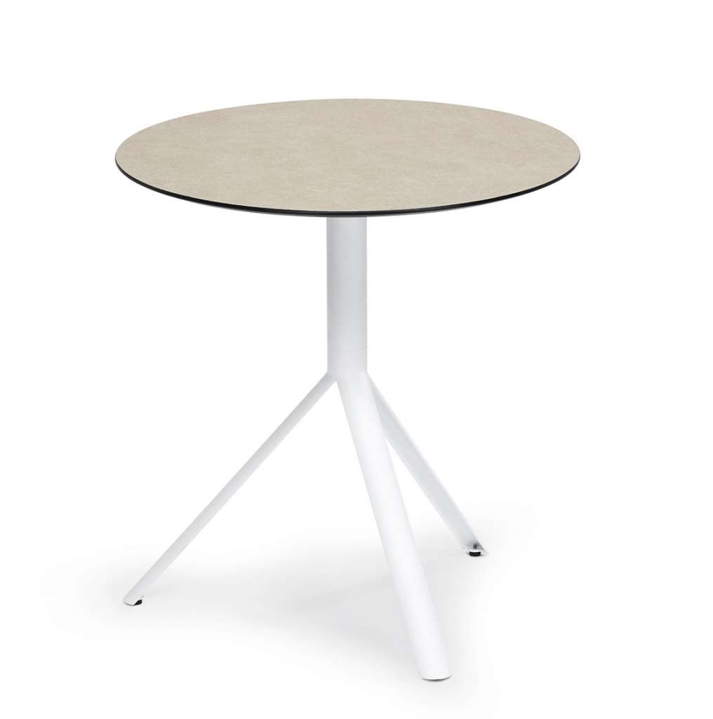 Weishäupl - Trio Bistrotisch rund - HPL beige - Gestell weiß - Ø 60 cm - indoor