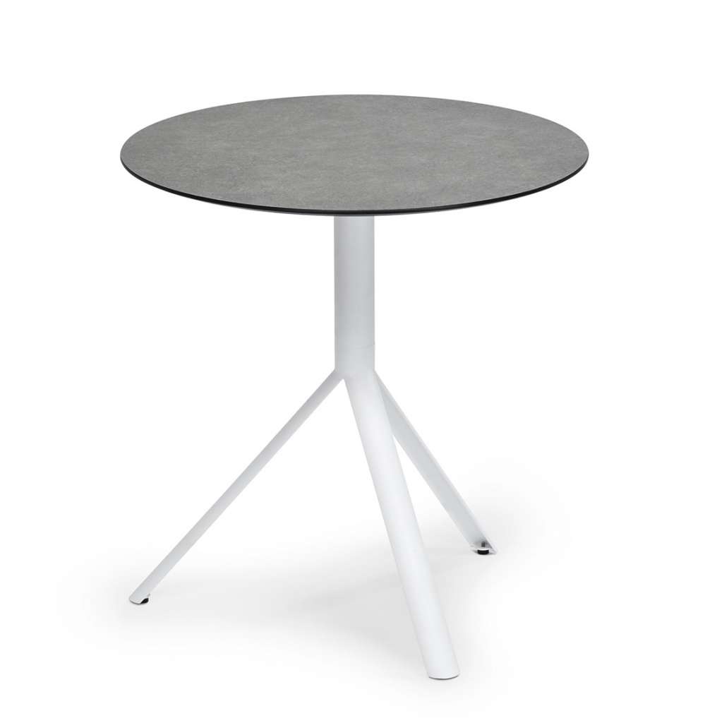 Weishäupl - Trio Bistrotisch rund - HPL steingrau - Gestell weiß - Ø 60 cm - indoor