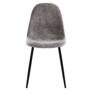 Esstisch Stühle im Skandi Design Hellgrau und Schwarz (2er Set)