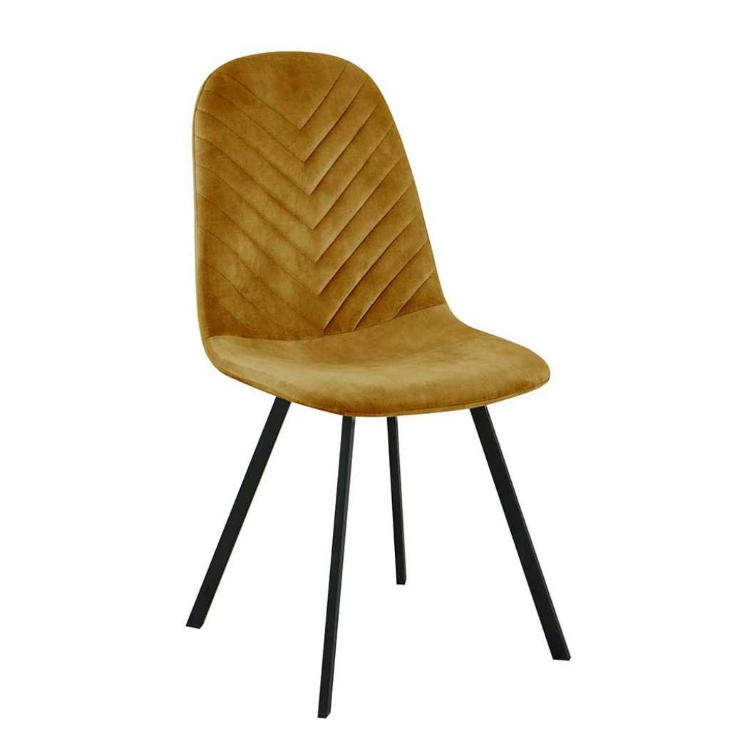 Gepolsterte Esstischstühle in Honigfarben und Schwarz Metall (4er Set)