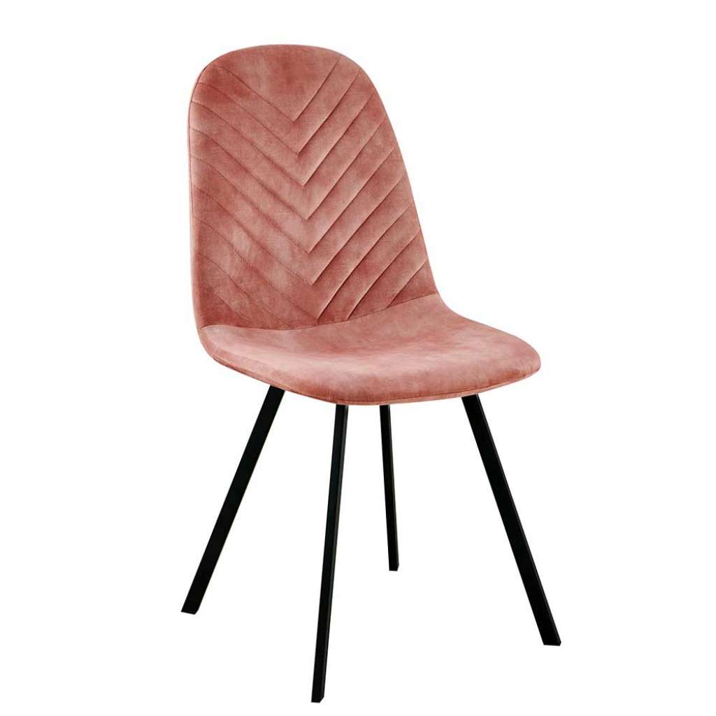 Esszimmer Polsterstühle in Rosa Samt Metallgestell (4er Set)
