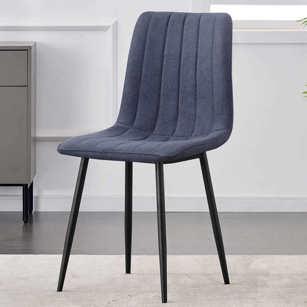 Polsterstühle in Dunkelgrau Webstoff Metall (4er Set)