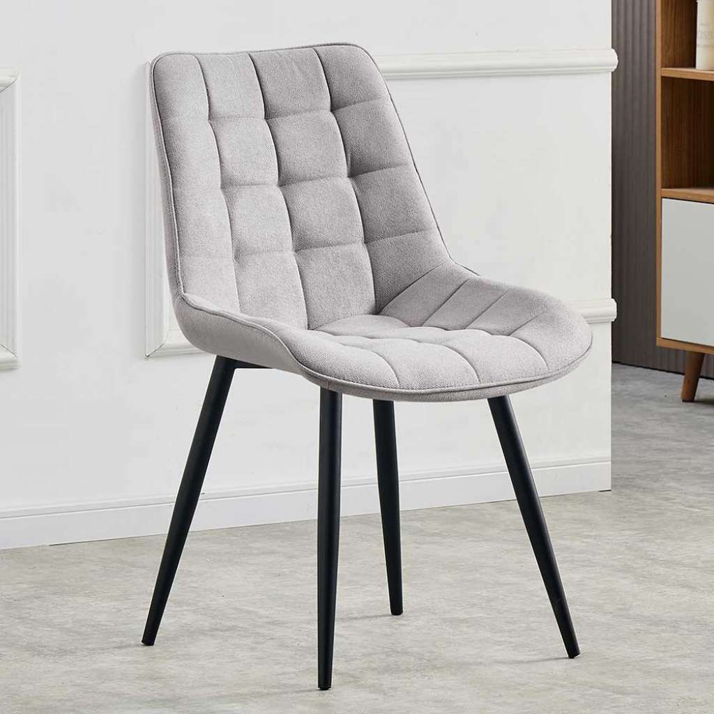 Esstisch Stühle in Hellgrau Webstoff Metall schwarz (4er Set)