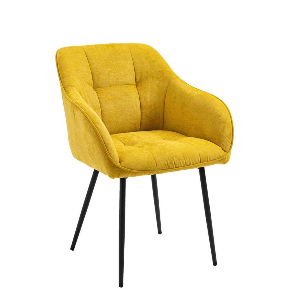 Esszimmer Polsterstühle in Gelb Webstoff Armlehnen (2er Set)