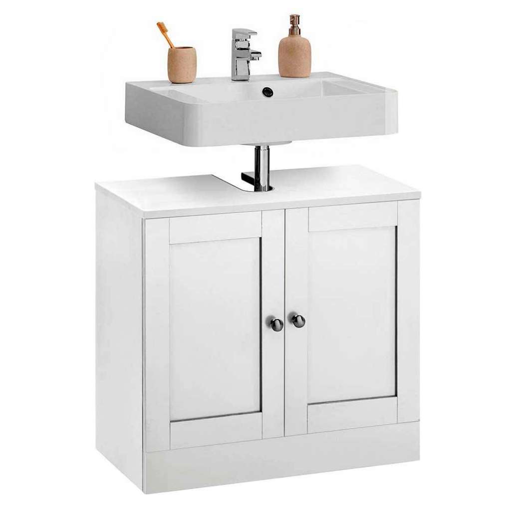 Badezimmerunterschrank in Weiß zwei Drehtüren