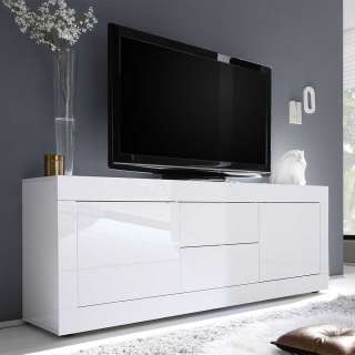 Modernes TV Lowboard in Weiß Hochglanz 210 cm breit