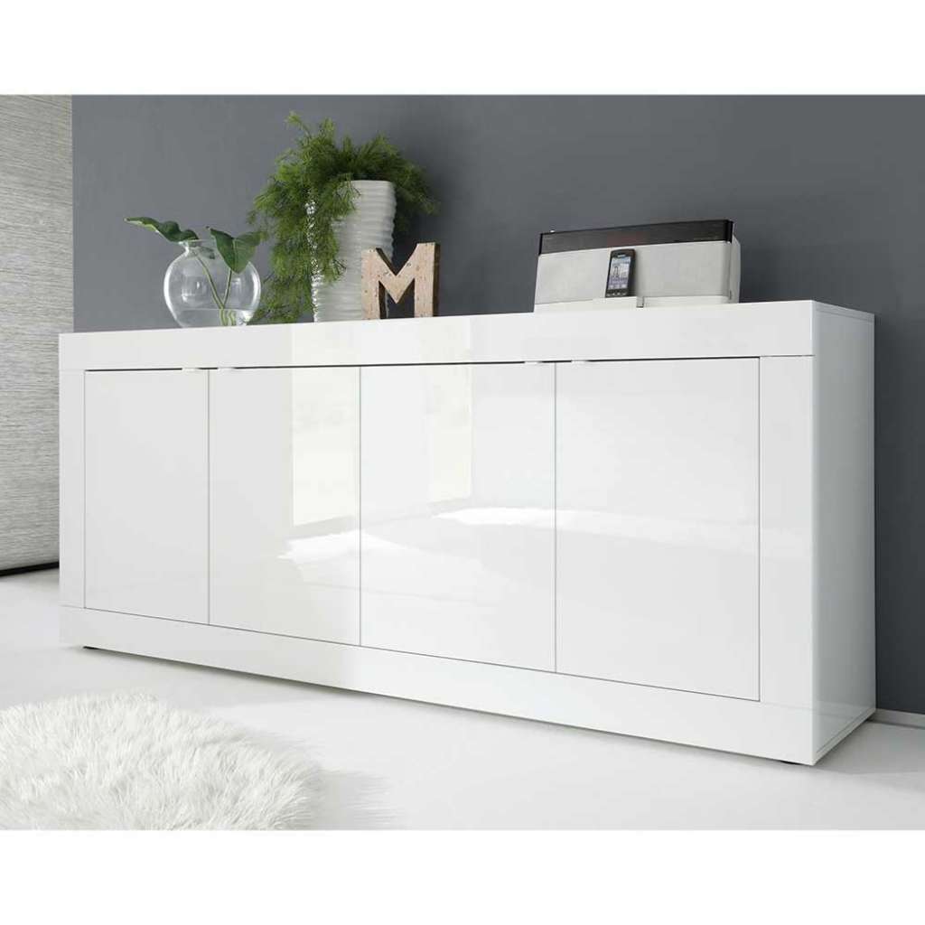 Modernes Wohnzimmer Sideboard in Weiß Hochglanz 4 türig