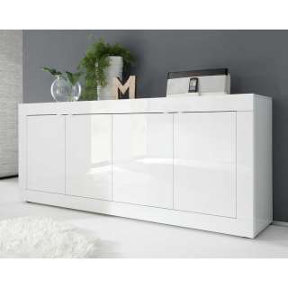 Modernes Wohnzimmer Sideboard in Weiß Hochglanz 4 türig
