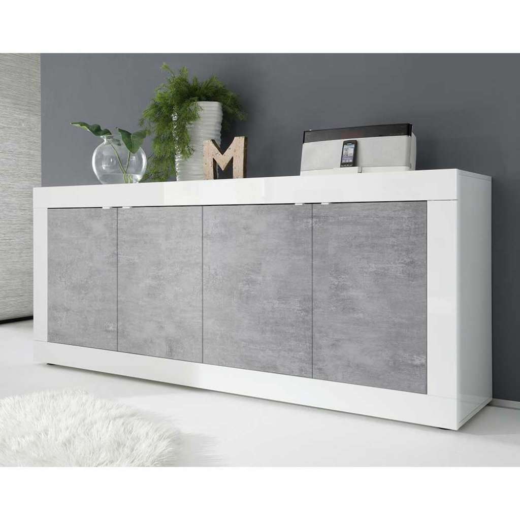 Esszimmer Kommode in Weiß und Beton Grau modern