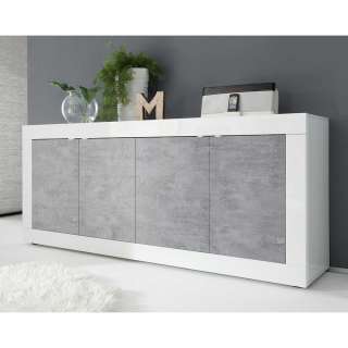Esszimmer Kommode in Weiß und Beton Grau modern