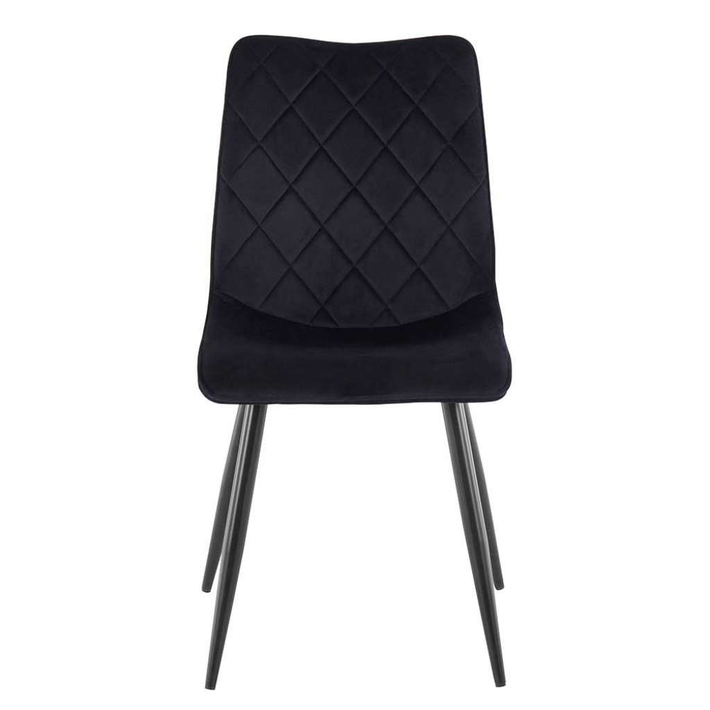 Esstisch Stühle in Schwarz Samt Retrostil (2er Set)