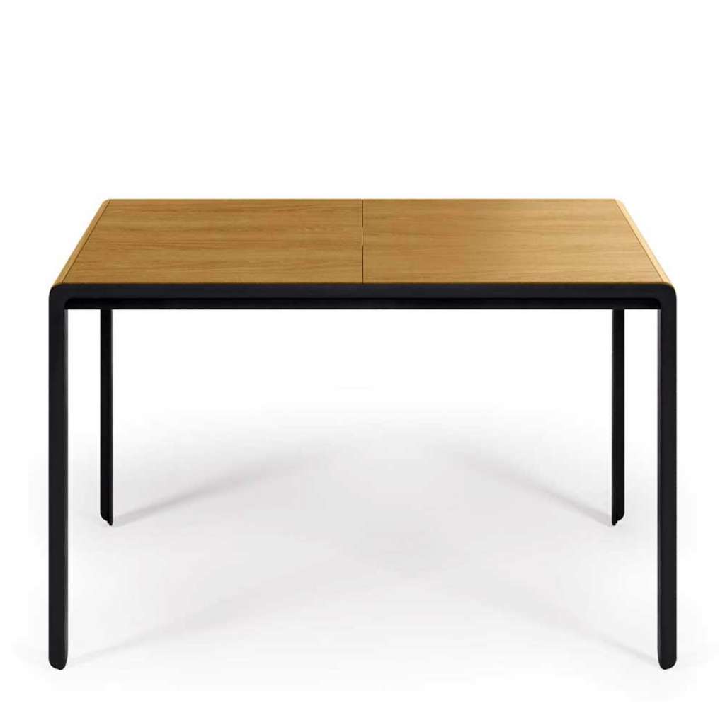 Ausziehbarer Esszimmer Tisch in Eichefarben Metallgestell schwarz