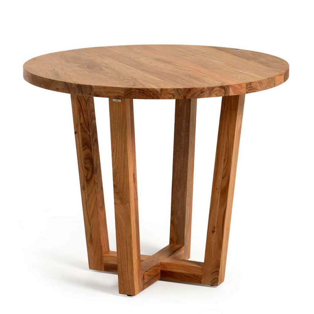 Runder Küchen Tisch aus Akazie Massivholz 90 cm breit