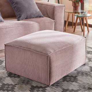 Beistellhocker in Rosa Cord rechteckig